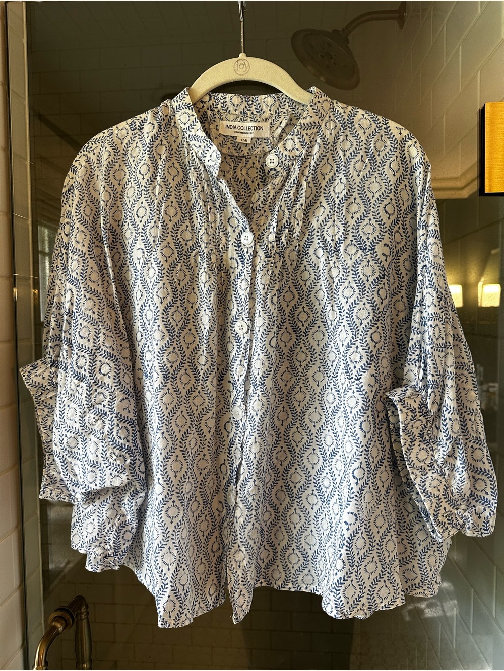 Emerson Fry OS Blue & White Printed Button-Up Shirt